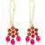 pink floral stone hook earrings with matching bead drops and pearls
