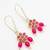 pink floral stone hook earrings with matching bead drops and pearls