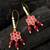 pink floral stone hook earrings with matching bead drops and pearls