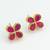 elegant gold plated pink clover stud earrings