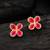 elegant gold plated pink clover stud earrings