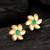 traditional gold plated white and green kundan floral studs