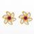 vibrant gold plated white and pink kundan floral studs