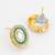 traditional gold plated green and white kundan stud earrings