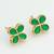 floral green stone gold plated stud earrings