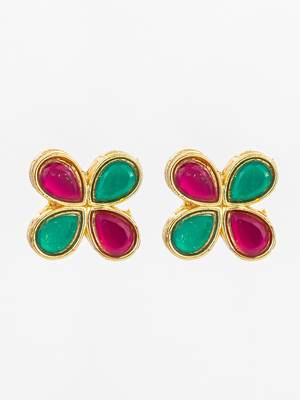 multicolor floral teardrop stud earrings 2