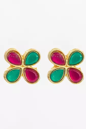 multicolor floral teardrop stud earrings