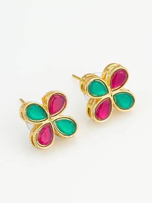 multicolor floral teardrop stud earrings 3