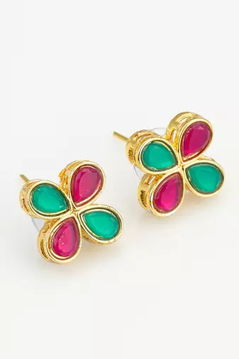 multicolor floral teardrop stud earrings