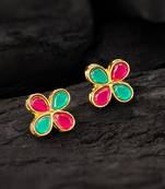 multicolor floral teardrop stud earrings