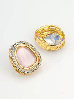 premium pink stone and crystal stud earrings 4