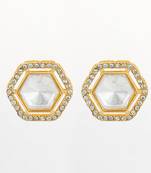 hexagonal crystal stud earrings with clear stones