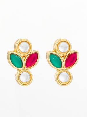 traditional multicolor kundan stud earrings 2