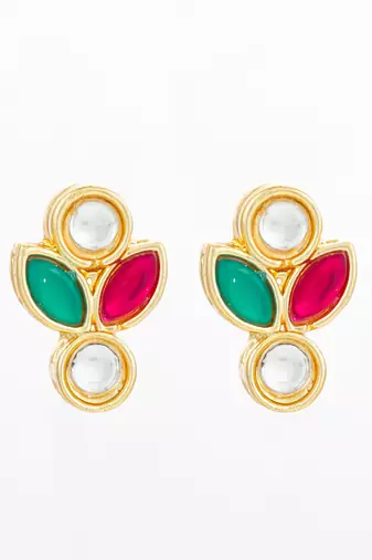 traditional multicolor kundan stud earrings
