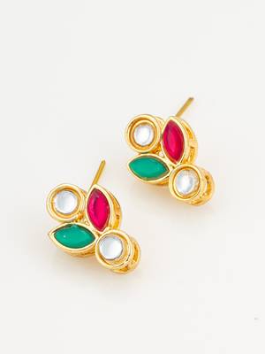traditional multicolor kundan stud earrings 3