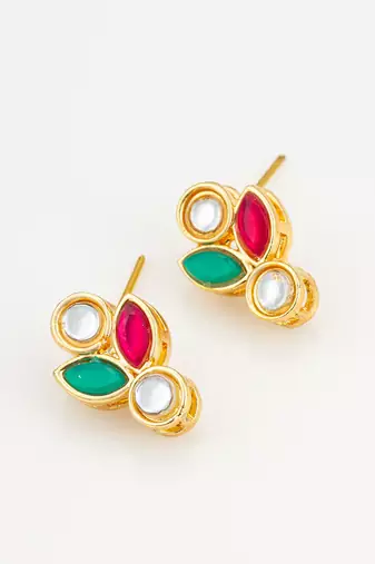 traditional multicolor kundan stud earrings