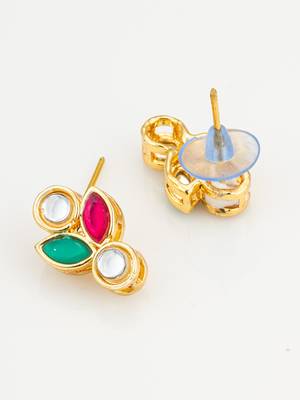 traditional multicolor kundan stud earrings 4