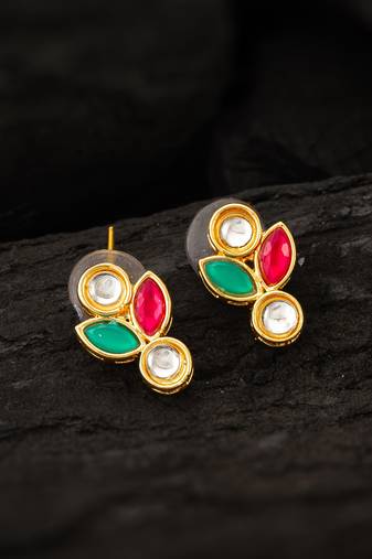 traditional multicolor kundan stud earrings