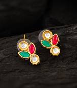 traditional multicolor kundan stud earrings