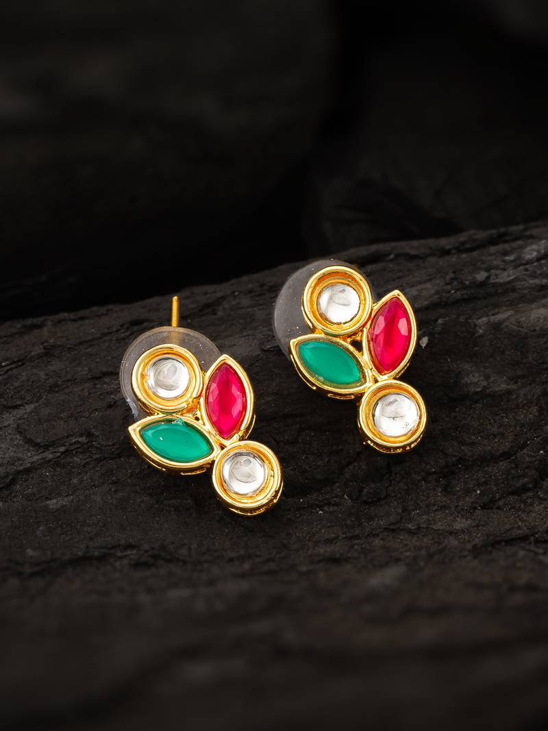 traditional multicolor kundan stud earrings
