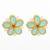 gold plated mint green floral stud earrings with pearls