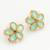 gold plated mint green floral stud earrings with pearls