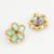 gold plated mint green floral stud earrings with pearls