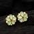 gold plated mint green floral stud earrings with pearls