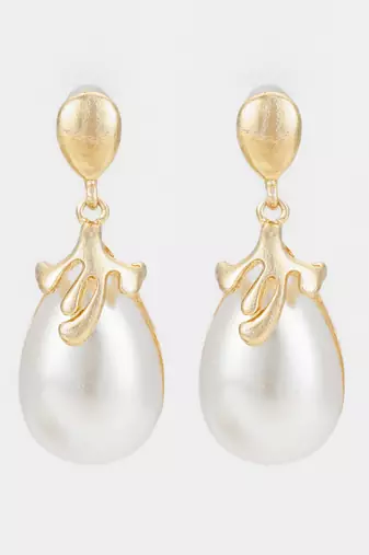 gold plated western style white drop earrings