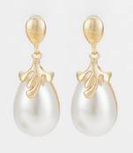 gold plated western style white drop earrings