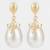 gold plated western style white drop earrings