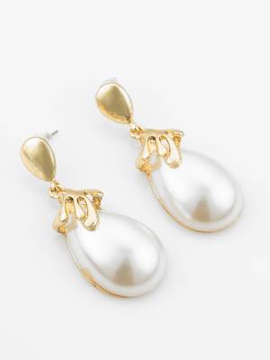 gold plated western style white drop earrings 2