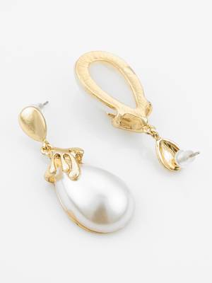gold plated western style white drop earrings 3