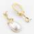 gold plated western style white drop earrings