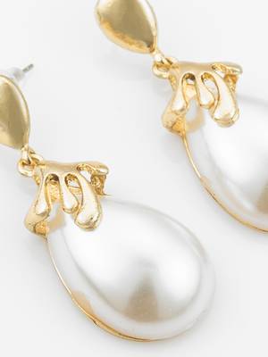 gold plated western style white drop earrings 4
