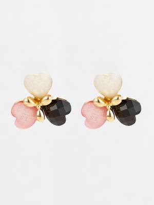 heart cluster gold plated stud earrings â€“ multicolor 1
