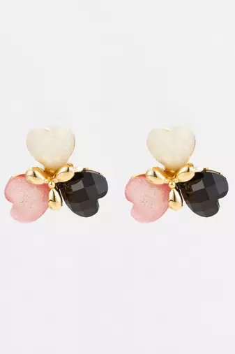 heart cluster gold plated stud earrings â€“ multicolor