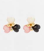 heart cluster gold plated stud earrings â€“ multicolor
