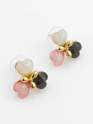 heart cluster gold plated stud earrings â€“ multicolor 2