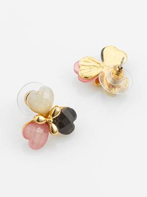 heart cluster gold plated stud earrings â€“ multicolor 3