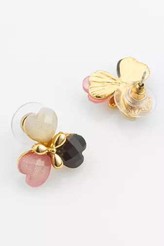 heart cluster gold plated stud earrings â€“ multicolor