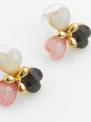 heart cluster gold plated stud earrings â€“ multicolor 4