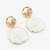 textured gold plated round statement earrings â€“ white marble finish