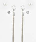 silver plated multi-style tassel earrings with changeable studs