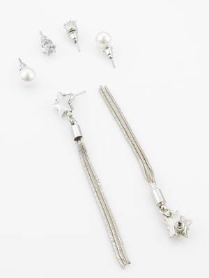 silver plated multi-style tassel earrings with changeable studs 3