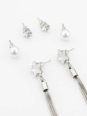 silver plated multi-style tassel earrings with changeable studs 4