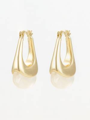 gold plated hoop earrings â€“ ivory marbled finish 1