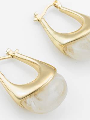 gold plated hoop earrings â€“ ivory marbled finish 4