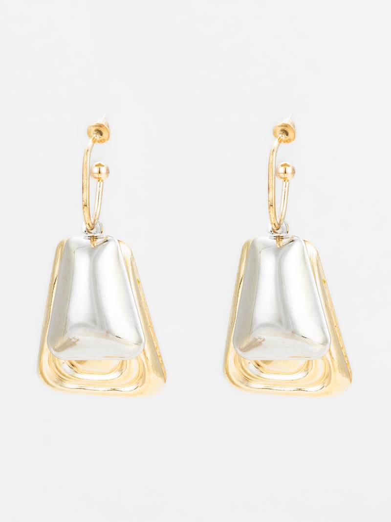gold and silver plated geometric earrings â€“ dual tone statement