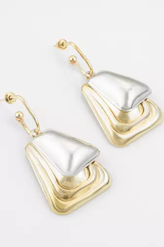 gold and silver plated geometric earrings 
